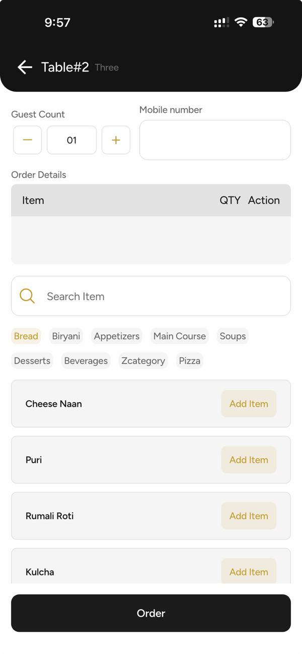 Take orders in seconds